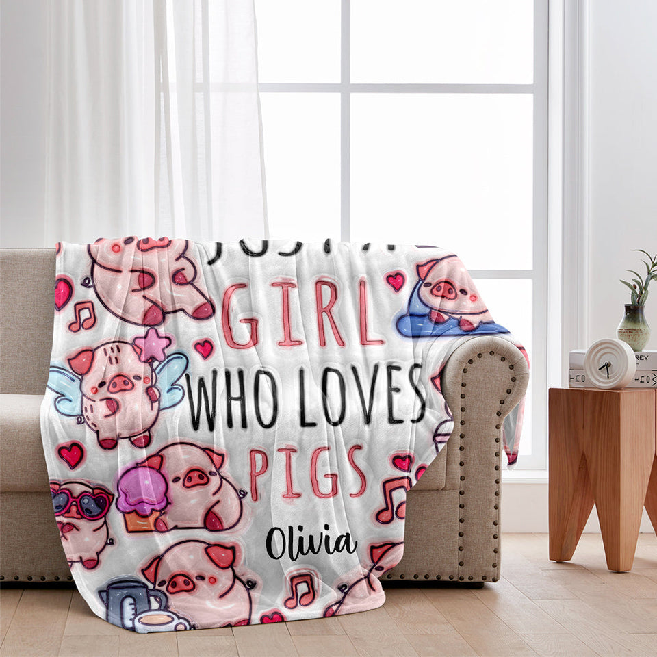 Just A Girl Who Loves Pigs - Personalized Pig Lover Blanket