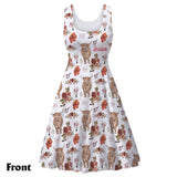 Floral Highland Cow - Personalized Highland Cow Sleeveless Dress