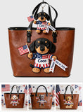 Happy 4th Of July - Personalized Dog Leather Bag With Plush Charm