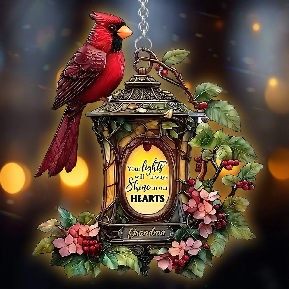 Your Light Will Always Shine In Our Hearts - Personalized Memorial Window Hanging Suncatcher Ornament