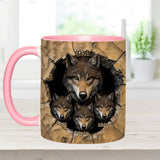 Papa's Wolf Pack - Personalized Wolf Accent Mug