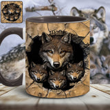 Papa's Wolf Pack - Personalized Wolf Accent Mug