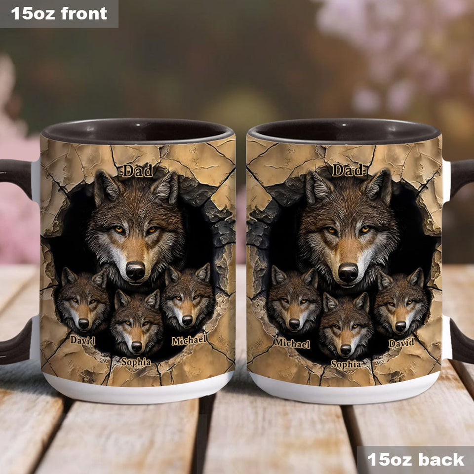 Papa's Wolf Pack - Personalized Wolf Accent Mug