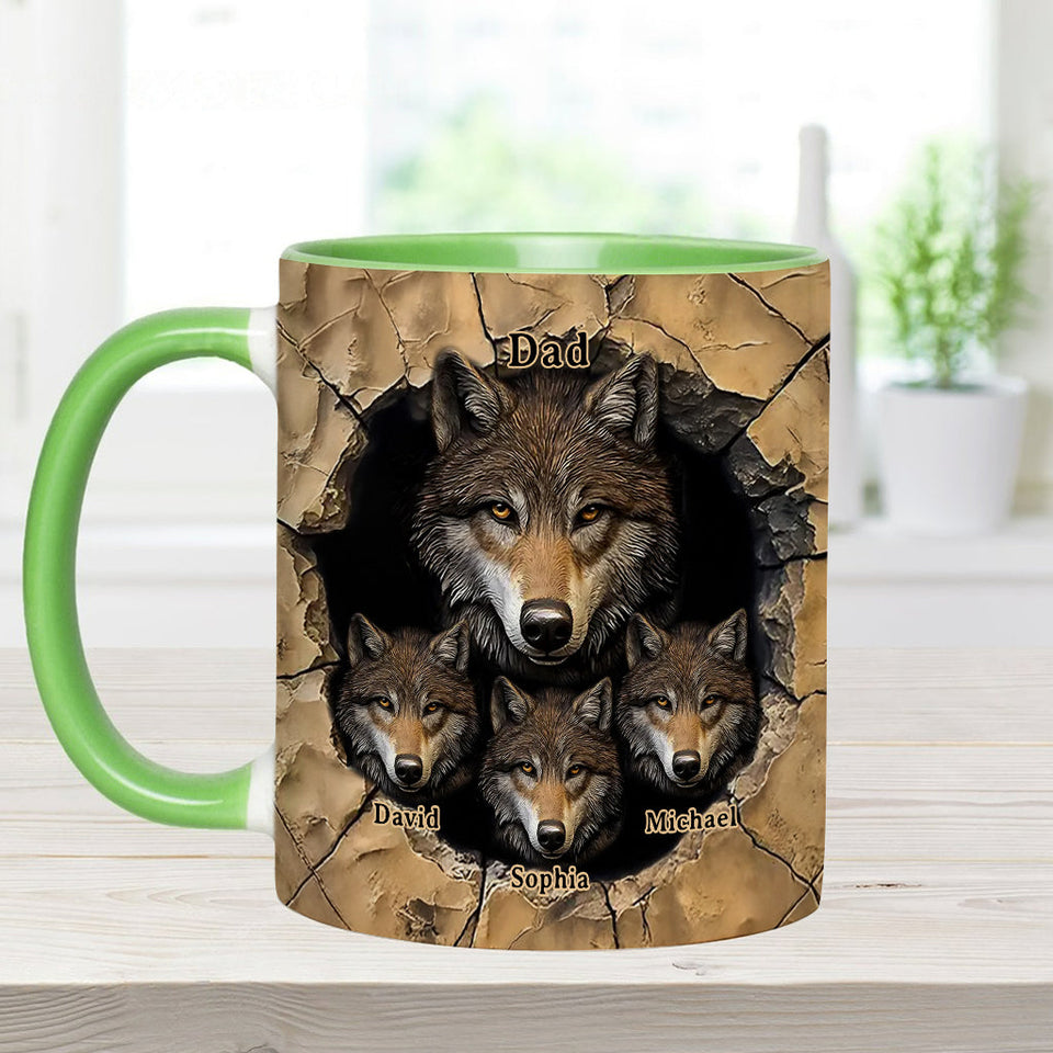 Papa's Wolf Pack - Personalized Wolf Accent Mug