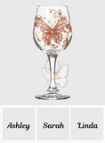 Pink Glass Butterfly - Personalized Butterfly Wine Glass With Long Stem