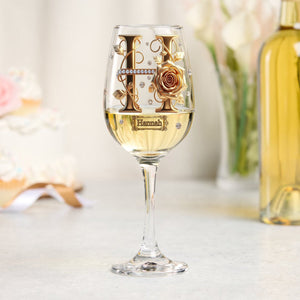 Alphabet Initial For Wine Lovers - Personalized Wine Wine Glass With Long Stem