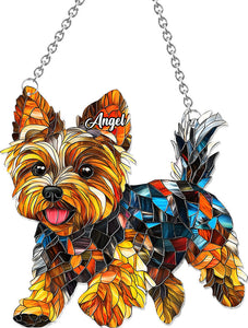 Adorable Yorkie - Personalized Yorkshire Terriers Window Hanging Suncatcher Ornament