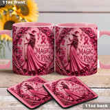 Fueled By Magic & Pink - Personalized Breast Cancer Awareness Accent Mug & Coaster