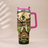 We Caught The Best Dad - Personalized Baseball Tumbler With Handle