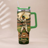 We Caught The Best Dad - Personalized Baseball Tumbler With Handle