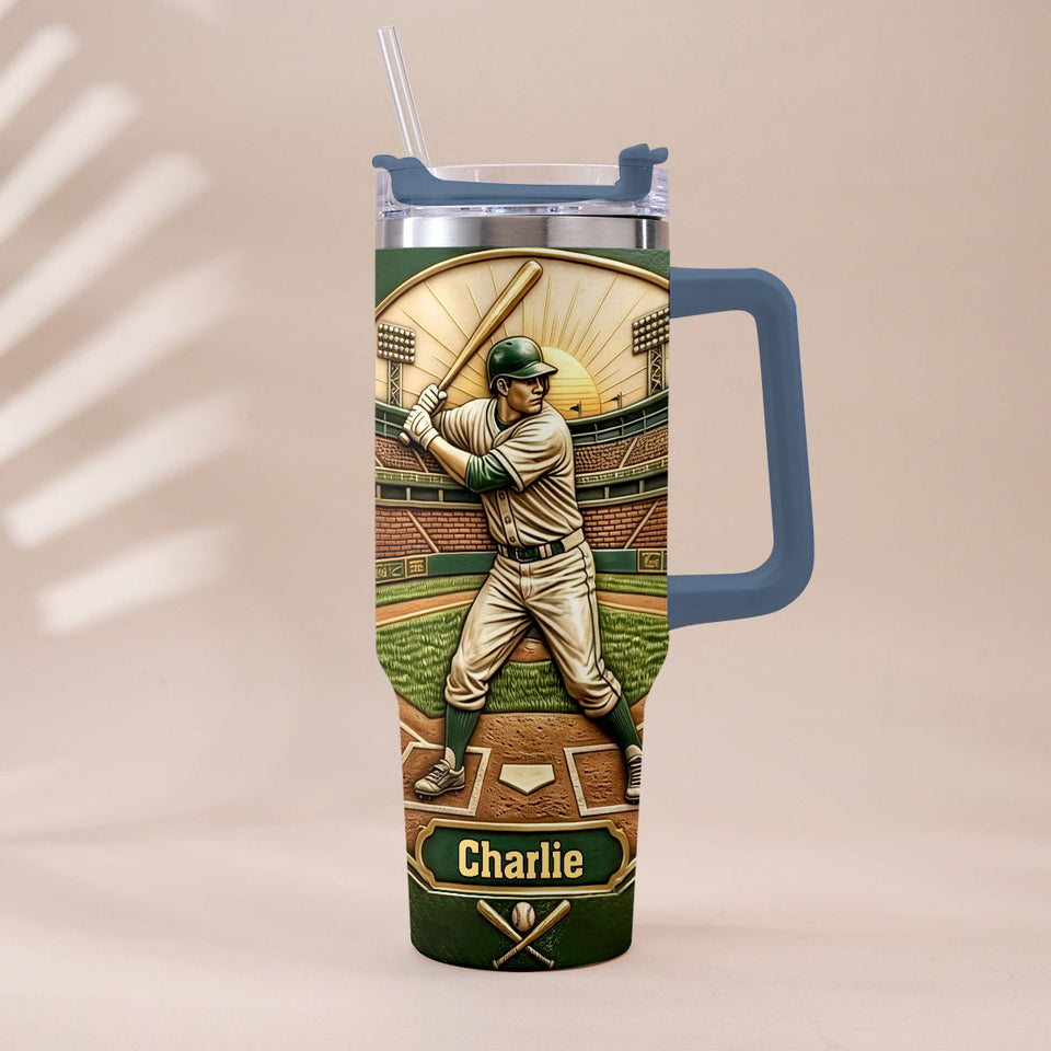 We Caught The Best Dad - Personalized Baseball Tumbler With Handle