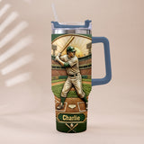 We Caught The Best Dad - Personalized Baseball Tumbler With Handle