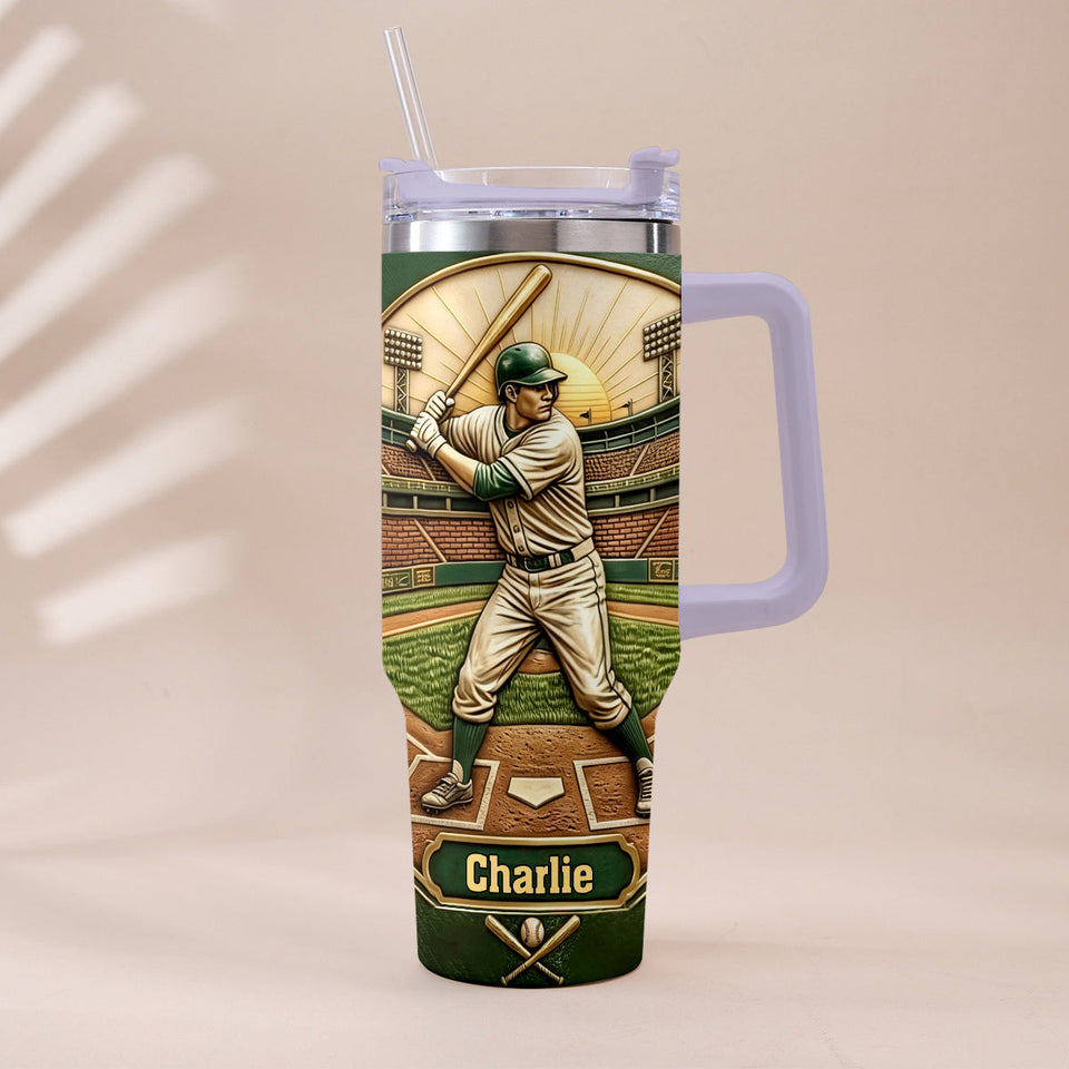 We Caught The Best Dad - Personalized Baseball Tumbler With Handle
