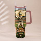 We Caught The Best Dad - Personalized Baseball Tumbler With Handle