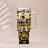 We Caught The Best Dad - Personalized Baseball Tumbler With Handle