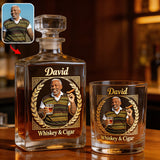 Custom Any Photo, Whiskey & Cigar - Personalized Whisky Whiskey Decanter Set