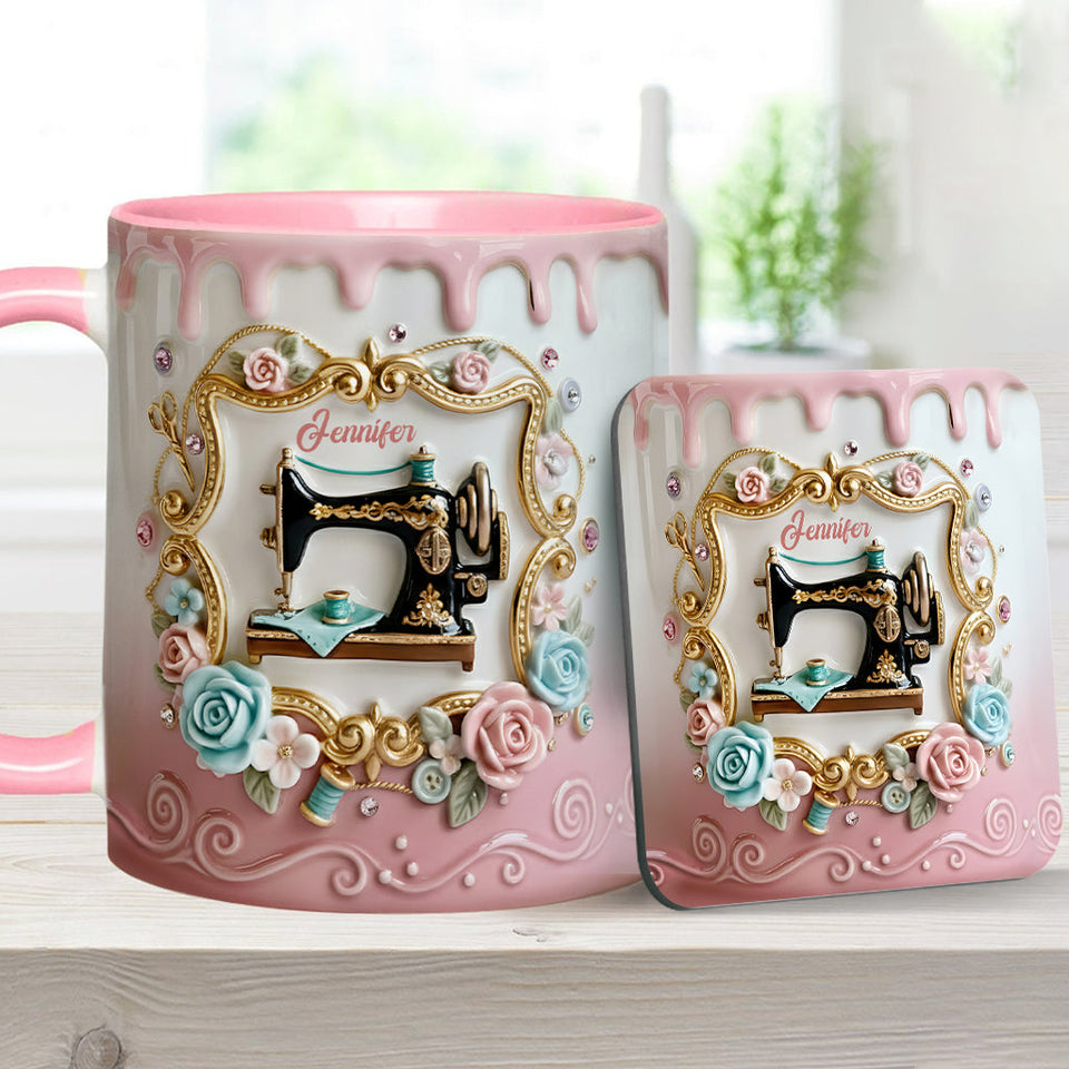 Stunning Sewing Machine - Personalized Sewing Accent Mug & Coaster