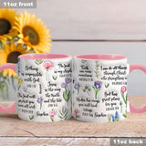 Mug chrétien personnalisé avec verset biblique et motif floral