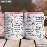 Mug chrétien personnalisé avec verset biblique et motif floral