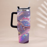 Sparkling Turtle - Personalized Turtle Tumbler With Handle