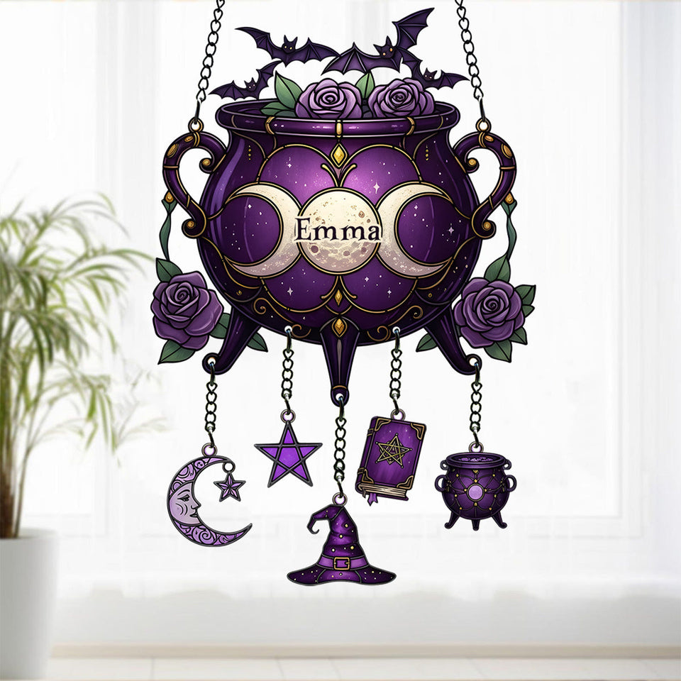 Magical Witch Tools - Personalized Witch Window Hanging Suncatcher With Charms