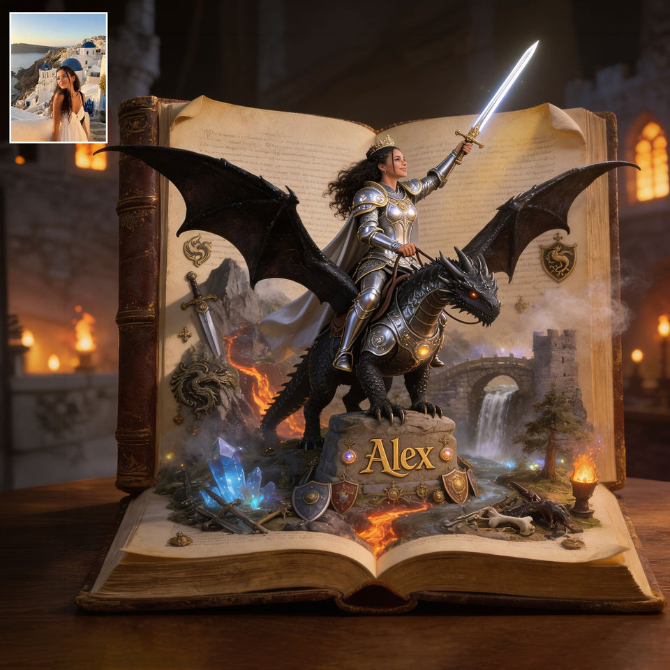 Dragon Rider, Fantasy Book Lover Gift - Personalized Book 2-Side Printed Acrylic Plaque