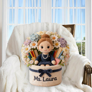 Teacher Plush Bouquet - Personalized Teacher Premium Faux Fur Pillow