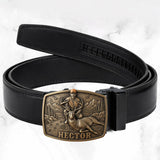 Custom Initial Name Letter Hunting Lover - Personalized Hunting Leather Belt With Shaped Buckle