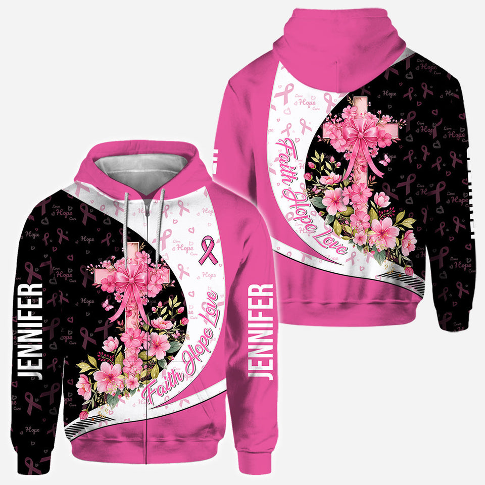 Breast Cancer Awareness – Faith Hope Love - Personalized Breast Cancer Awareness All Over Shirt