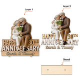 Anniversary Gift - Personalized Couple 2 Layered Big Freestanding