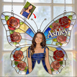 Butterfly Birth Month Flower - Personalized Birth Month Flower Window Hanging Suncatcher Ornament