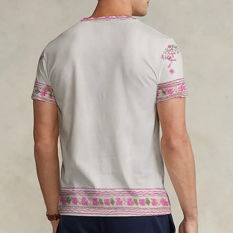 Check Your B, Mine Tried To Kill Me - Personalized Breast Cancer Awareness Fully Printed V-Neck T-Shirt