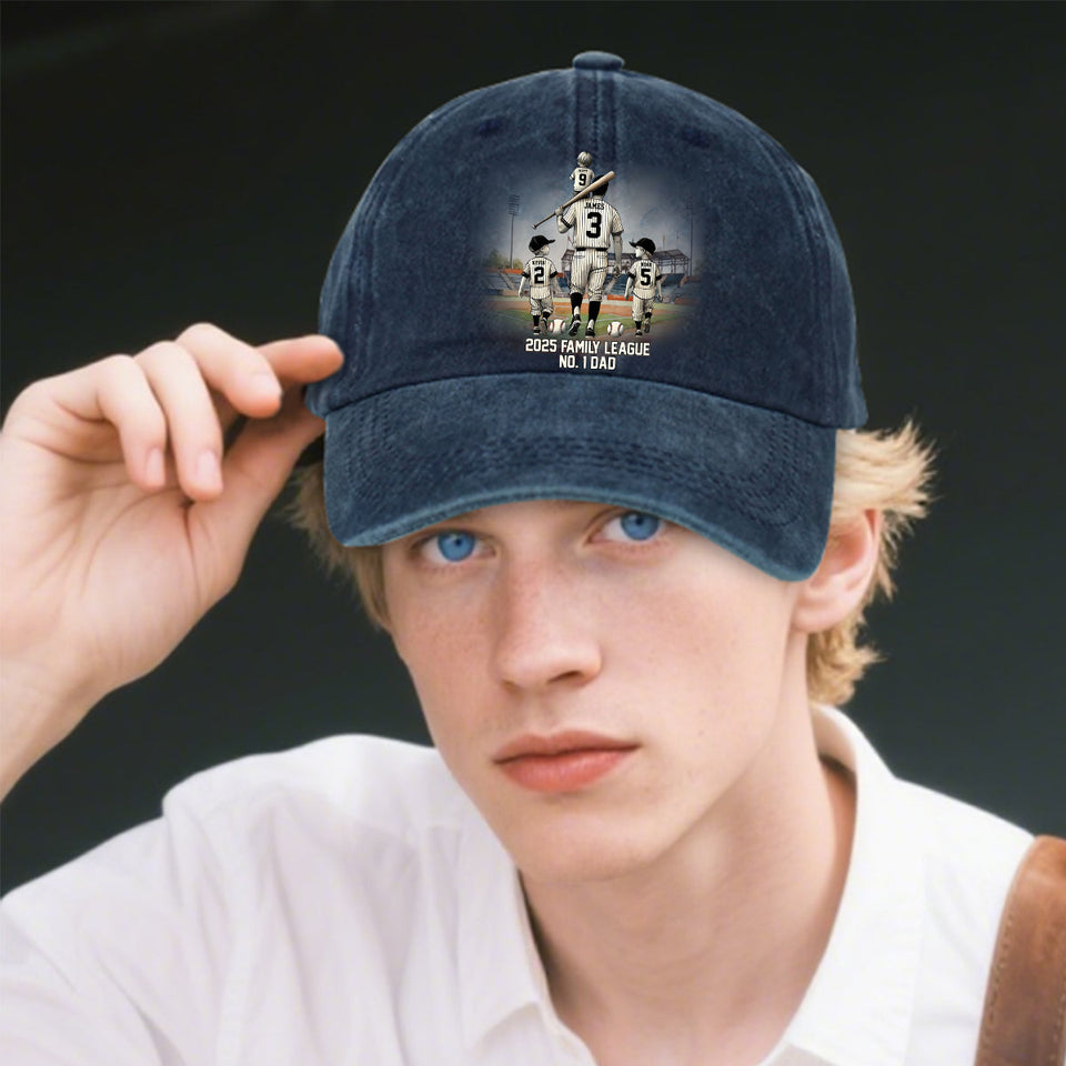 Family League - Personalized Father Washed Denim Cap