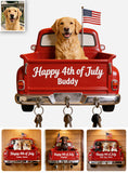 Happy 4th Of July Personalized Dog Key Holder - Personalized Dog Custom Shaped Hanging Rack