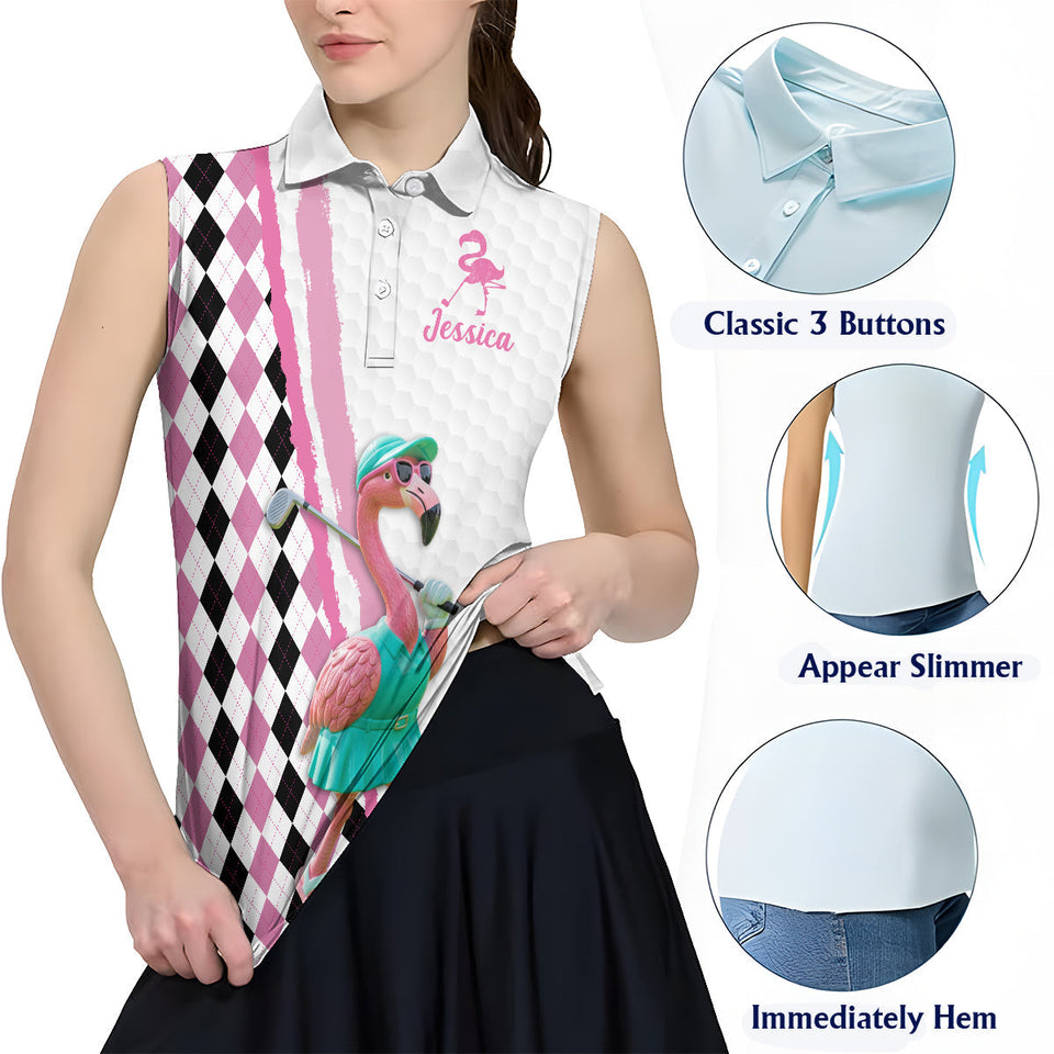Flamingo Golf - Personalized Golf Sleeveless Polo Shirt