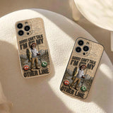 I'm On My Other Line, Fishing Lover Gift - Personalized Fishing 3D Embossed Leather Phone Case