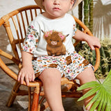 Floral Highland Cow - Personalized Highland Cow Kid T-shirt & Shorts