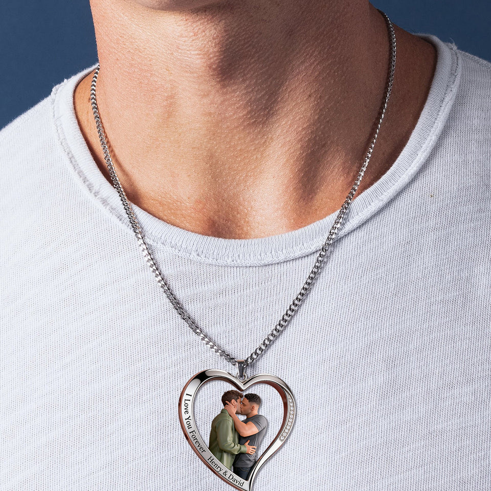 I Love You - Personalized LGBT Support Shaped Metal Pendant Necklace