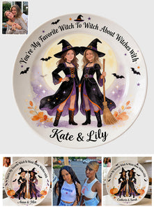 Witch Besties - Personalized Witch Ceramic Round Plate
