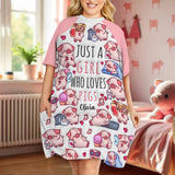 Just A Girl Who Loves Pigs - Personalized Pig Lover Sleep T-shirt Dress