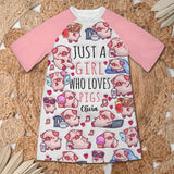 Just A Girl Who Loves Pigs - Personalized Pig Lover Sleep T-shirt Dress