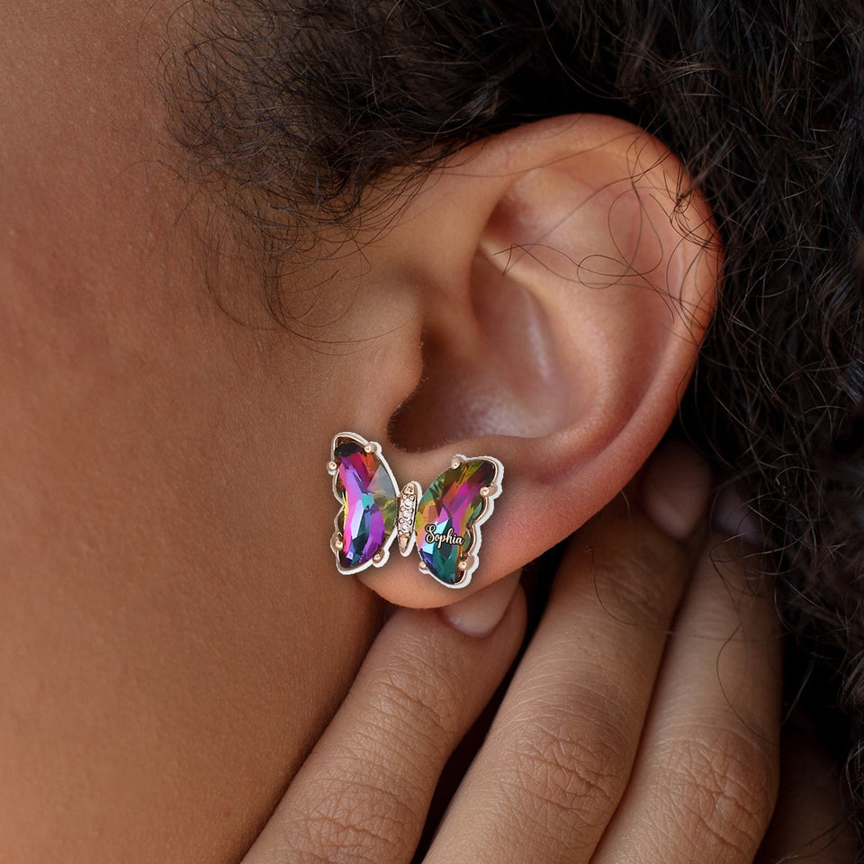 Float Like A Butterfly - Personalized Butterfly Stud Earrings