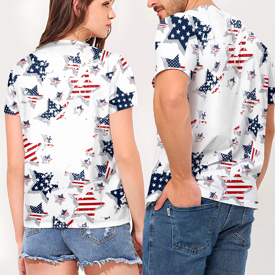 Patriot Dog Mom - Personalized Dog Fully Printed V-Neck T-Shirt
