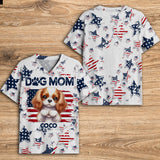 Patriot Dog Mom - Personalized Dog Fully Printed V-Neck T-Shirt