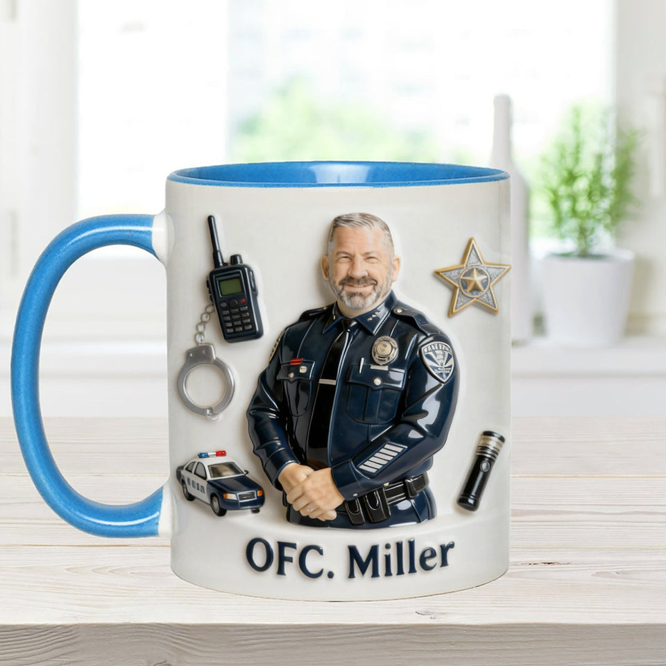 Custom From Any Photo - Personalized Police Officer Set Accent Mug with Acrylic Stirrers