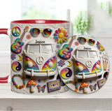 Love Hope Peace - Personalized Hippie Accent Mug & Coaster