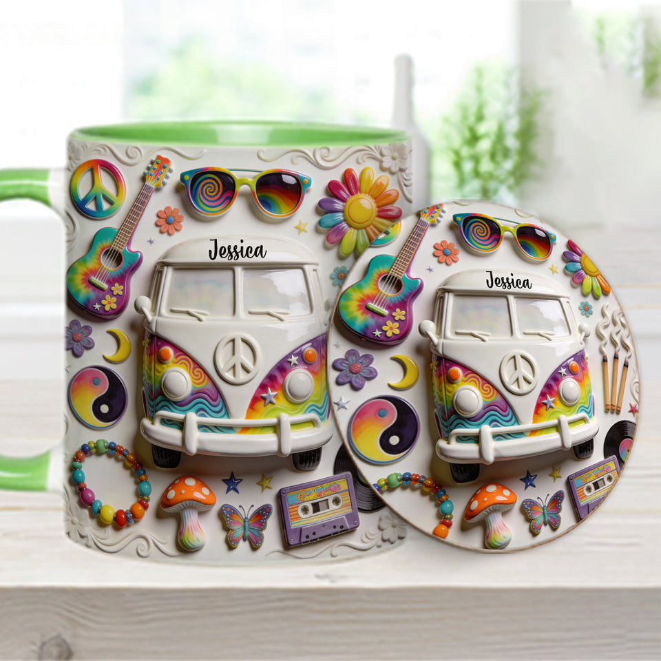 Love Hope Peace - Personalized Hippie Accent Mug & Coaster