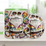 Love Hope Peace - Personalized Hippie Accent Mug & Coaster