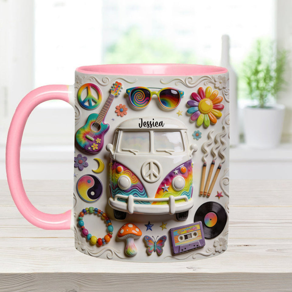 Love Hope Peace - Personalized Hippie Accent Mug & Coaster