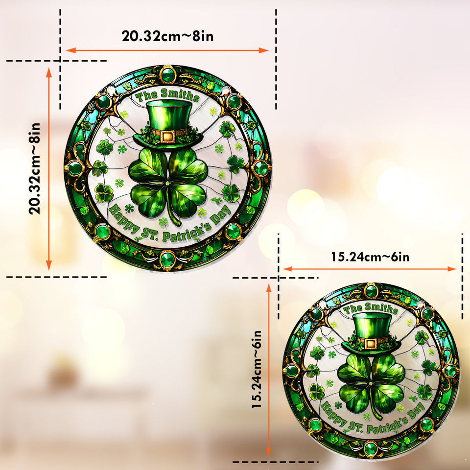 Happy Patrick Day - Personalized Family Window Hanging Suncatcher Ornament